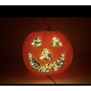 Vtg 2001 Kids Of America Halloween Fiber‎ Optic Pumpkin Light Decor 9" VIDEO Y2K
